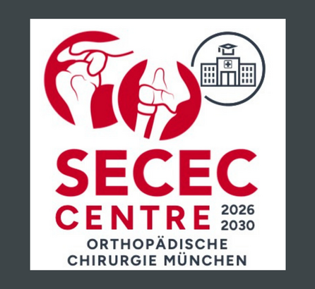 SECEC Logo in roter Schrift auf weißem Grund für die Orthopädische Chirurgie München